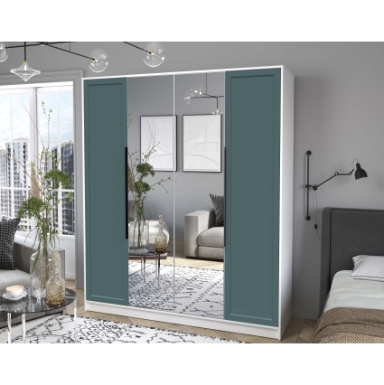 Шкаф распашной Тренд КТ-Ш4 (з) (Белый платинум ЛДСП/ Верде ЛМДФ) Ш1800 В2128 Г547